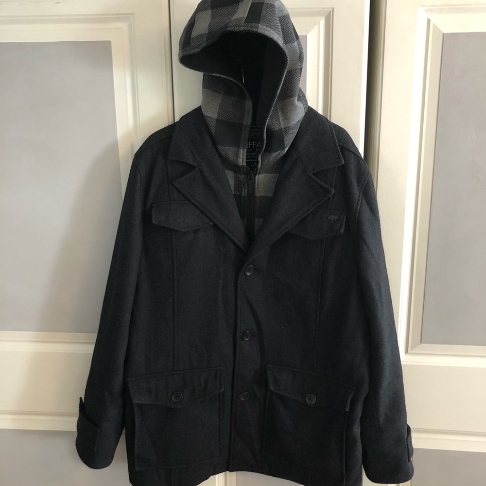 Buffalo Men’s Hooded Single Breasted Pea Coat